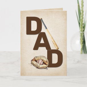 Dad Baseball Bat and Glove Birthday Card