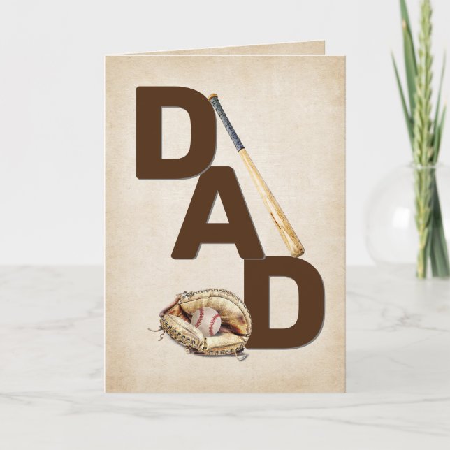 Dad Baseball Bat and Glove Card (Front)
