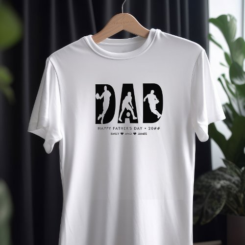 DAD Basketball Player Letter Cutout Custom Text T_Shirt