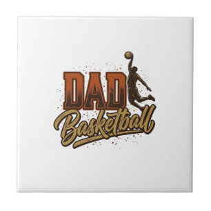 Dad Basketball Vintage Engraving Shirt Design_1 Ceramic Tile