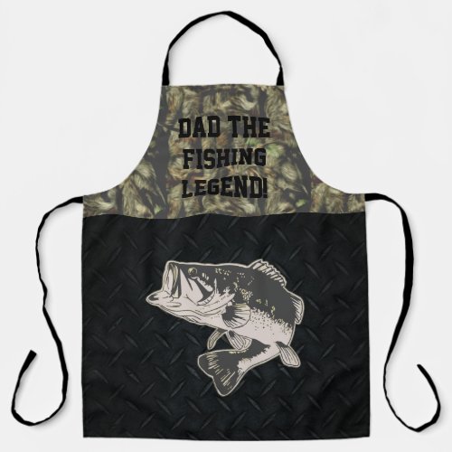 Dad Bass Fishing Legend Sports Camo Apron