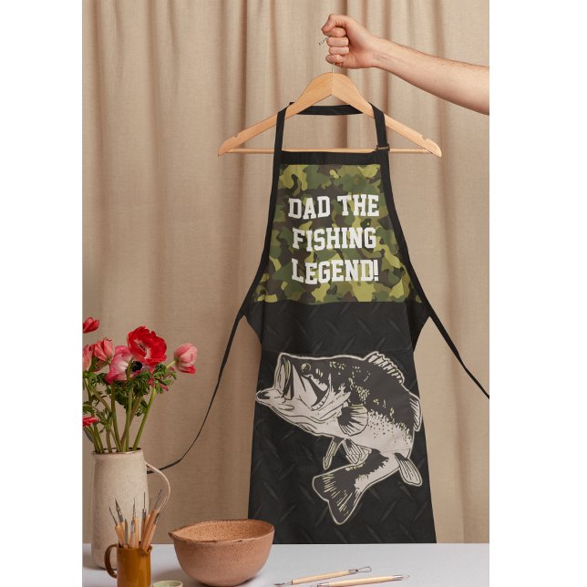 Dad Bass Fishing Legend Sports Camo Apron (Creator Uploaded)