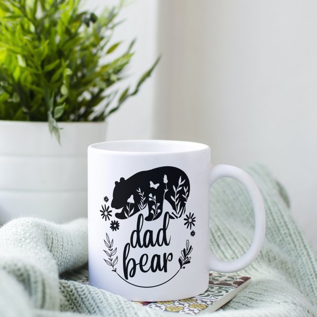 Dad Bear Floral Black And White Coffee Mug (Creator Uploaded)