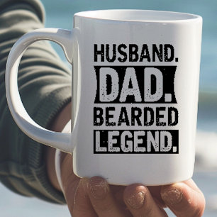 Dad Bearded Legend Black And White Typography Coffee Mug
