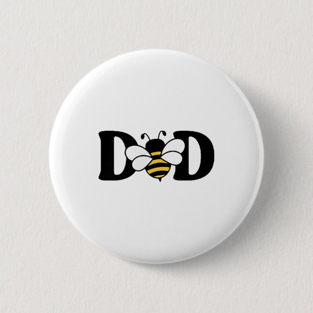 Dad Bee Cute Beekeeping 1st Birthday Matching Fami Button (Front)