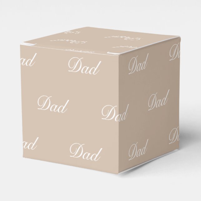 Dad beige tan white custom script elegant chic favor boxes (Front Side)