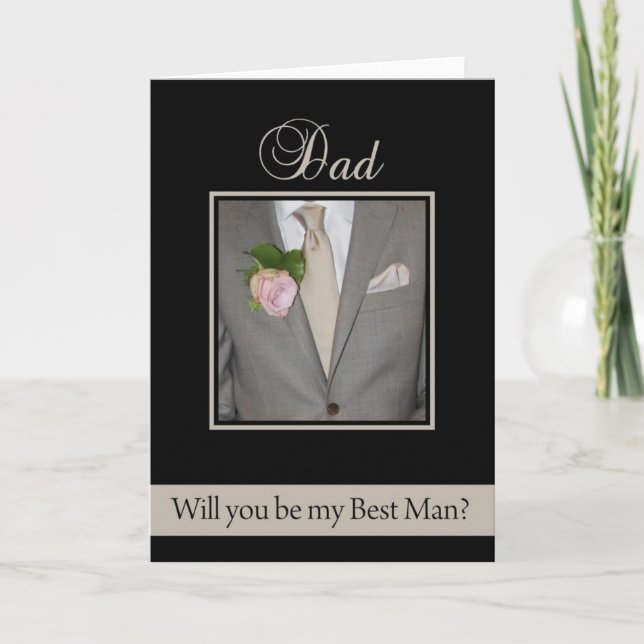 Dad Best Man request Grey Suit Invitation (Front)