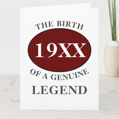 Dad Birthday Add Year Legend Red Black Bold Card