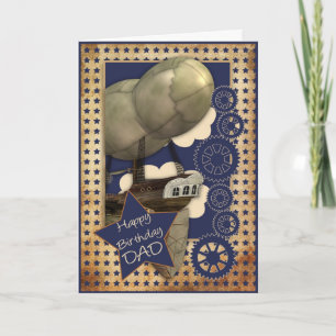 Dad Birthday Card Steampunk Airship