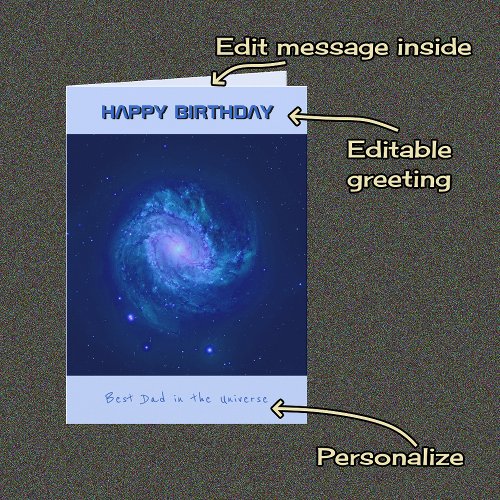 Dad birthday custom text spiral galaxy card