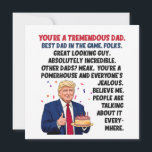 Dad Birthday Donald Trump  Card<br><div class="desc">Funny Donald Trump dad birthday design depicts an illustration of Trump holding a birthday cake, giving a thumbs up and the fun phrase "You're a tremendous dad. Best dad in the game, folks... " This political Trump design makes a nice for a dad who is a republican, MAGA, or anyone...</div>