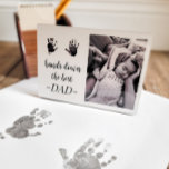 Dad Birthday Fathers Day Handprint Photo Plaque<br><div class="desc">A sweet custom gift for dad! This photo plaque will become a keepsake piece. Add your child’s handprints by taking a picture of the prints,  removing the background using a site like remove.bg or canva,  and upload using the personalization feature on Zazzle.</div>