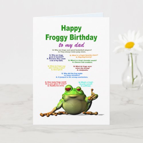 Dad Birthday Frog Jokes Card