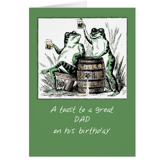 Dad Birthday Frogs Toasting with Beer Cards (Front)