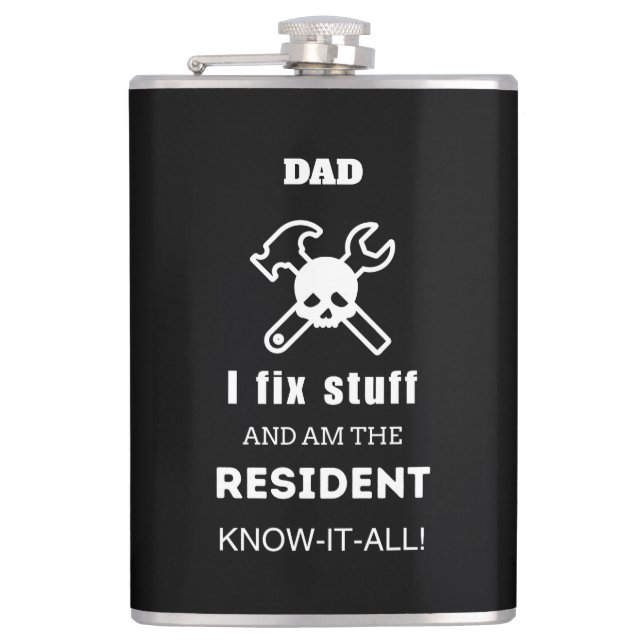 DAD Birthday Gift Men Funny Unique GRANDPA HUSBAND Flask (Front)