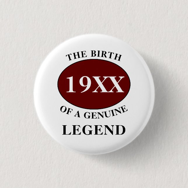 Dad Birthday Legend Any Year Humor Father Red Button (Front)