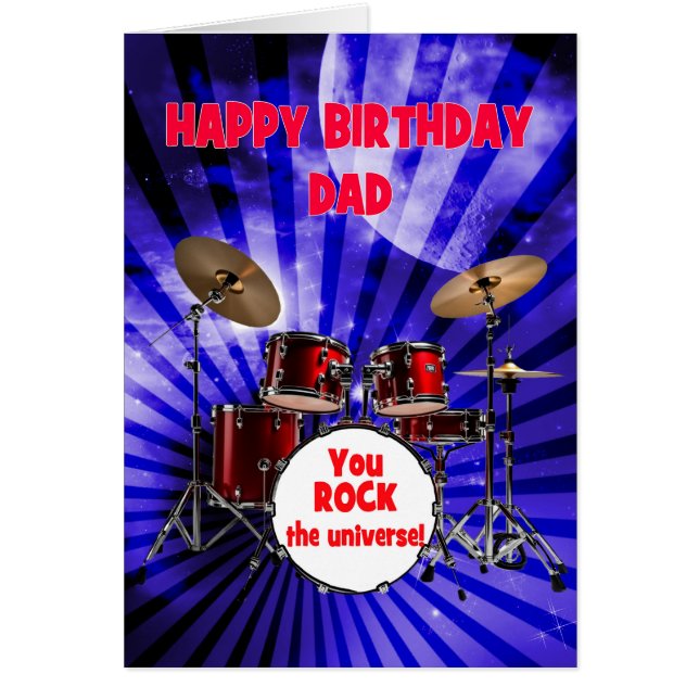 Dad Birthday You Rock Drums Cards (Front)