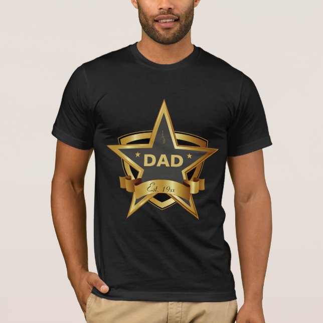 Dad Black and Gold Star Star T-Shirt (Front)
