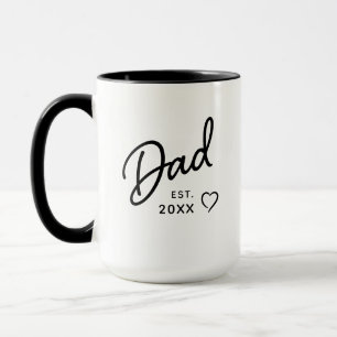 Dad Black and White Minimalist Est Year Mug