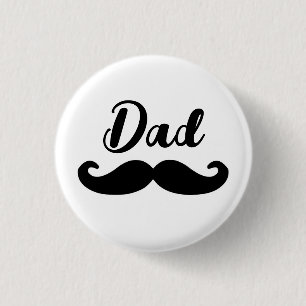 Dad black handlebar moustache button