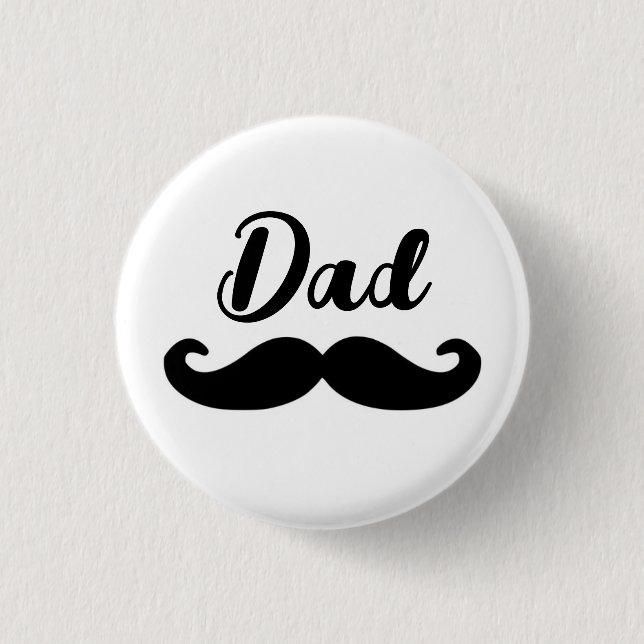 Dad black handlebar moustache button (Front)
