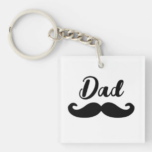 Dad black handlebar moustache keychain