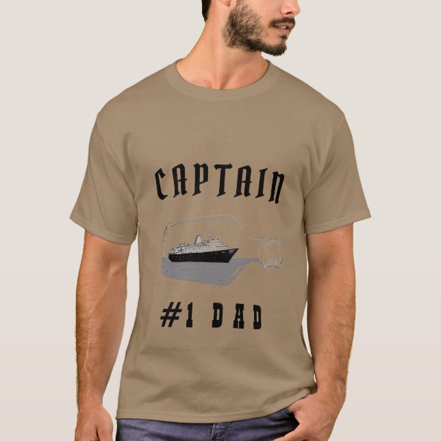 Dad Black Modern Daddy Father Captain Khaki T-Shirt (Front)