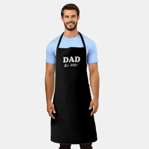 Dad black white Custom Established date modern fun Apron