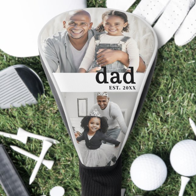 Dad Black White Photo Golf Head Cover (Dad Photo Collage Father Golf Head Cover )