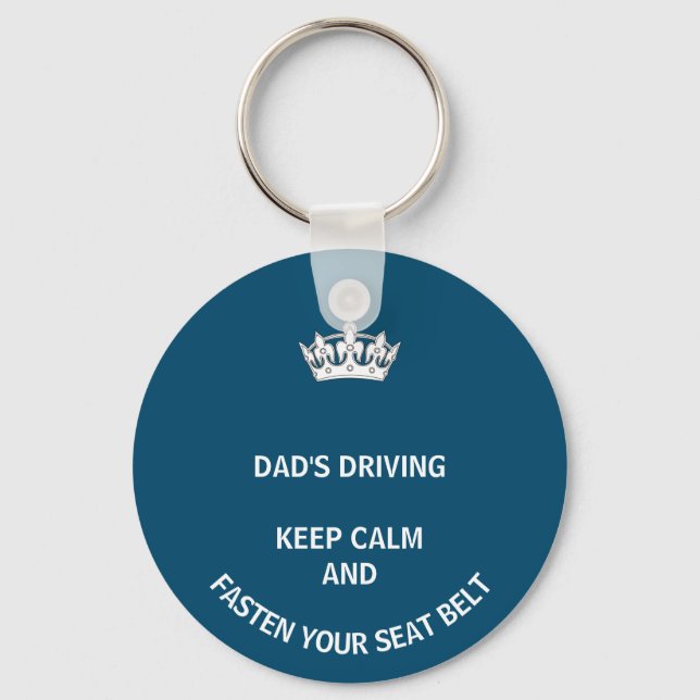 Dad  Blue Keep Calm Father's Day Keychain (Front)