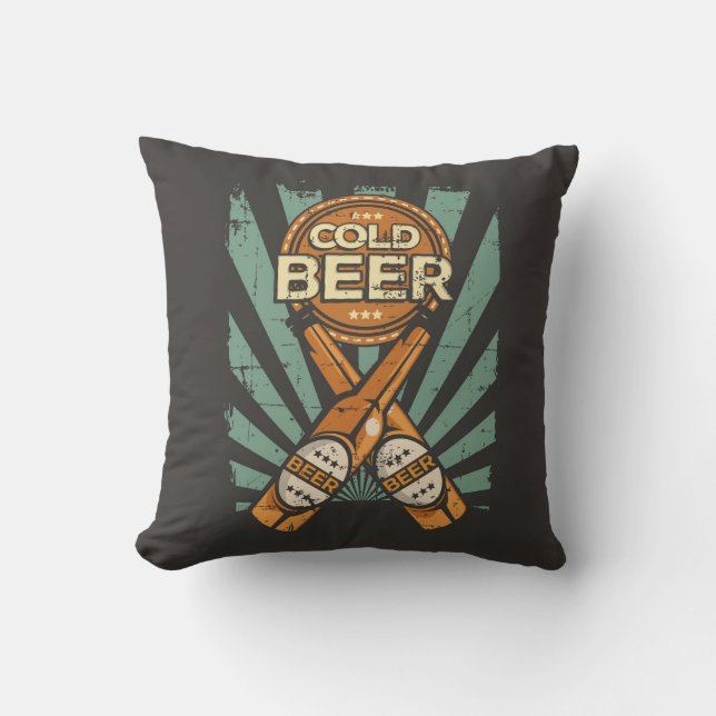 Dad Blue Strips Cold Beer  Throw Pillow (Front)