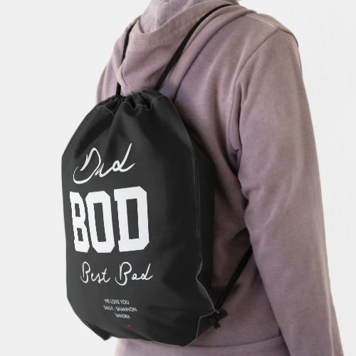 Dad Bod Best Bod Funny Fathers Day Drawstring Bag