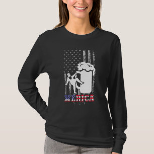 Dad Bod Merica Us American Flag Fat Party Drinking T-Shirt