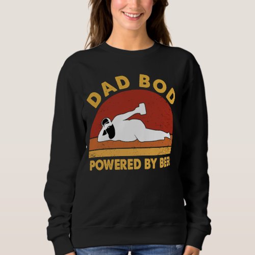 Dad Bod Powered By Beer Sunset Vintage Retro Sweatshirt