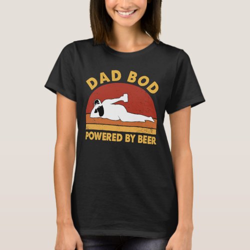 Dad Bod Powered By Beer Sunset Vintage Retro T_Shirt