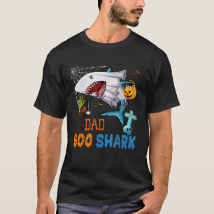 Dad Boo Shark Halloween Shark Costume Ghost With P T-Shirt