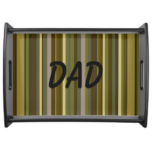 Dad Brown Striped Black Large Serving Tray