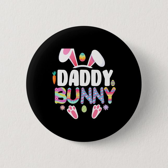 Dad Bunny Family Matching Easter Ears Bunny Father Button (Front)