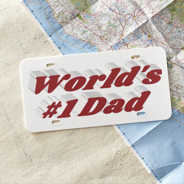 Dad burgundy text license plate (In Situ)