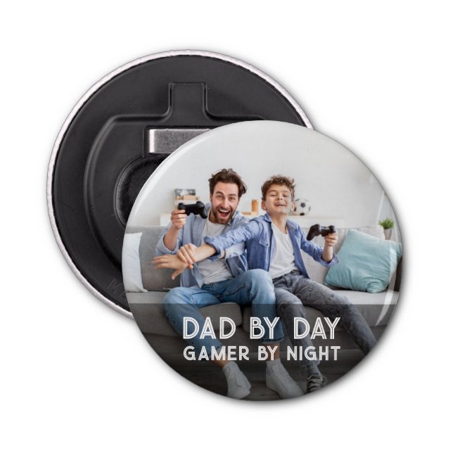 Dad By Day Gamer By Night Son And Dad Father's Day Bottle Opener (Front)