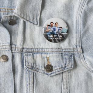 Dad By Day Gamer By Night Son And Dad Father's Day Button
