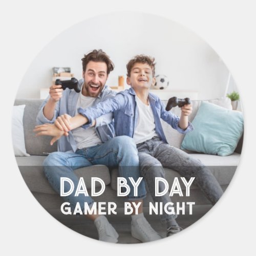Dad By Day Gamer By Night Son And Dad Fathers Day Classic Round Sticker