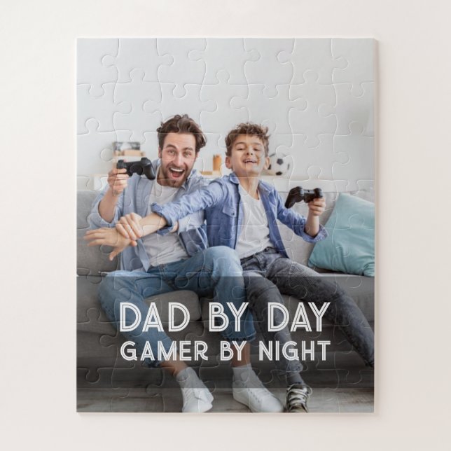 Dad By Day Gamer By Night Son And Dad Father's Day Jigsaw Puzzle (Vertical)