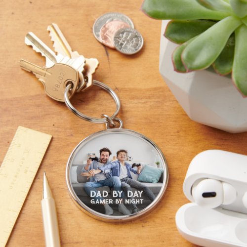 Dad By Day Gamer By Night Son And Dad Fathers Day Keychain