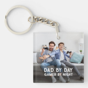 Dad By Day Gamer By Night Son And Dad Father's Day Keychain