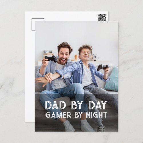 Dad By Day Gamer By Night Son And Dad Fathers Day Postcard