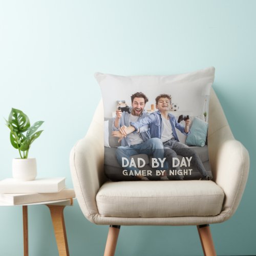 Dad By Day Gamer By Night Son And Dad Fathers Day Throw Pillow