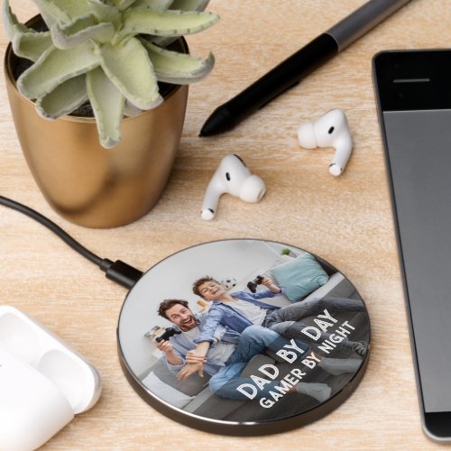 Dad By Day Gamer By Night Son And Dad Fathers Day Wireless Charger