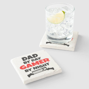 Dad by Day Gamer by Night Stone Coaster