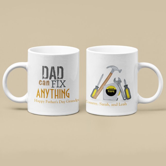 Dad Can Fix Anything Whimsical Cute Typography  Coffee Mug (Creator Uploaded)
